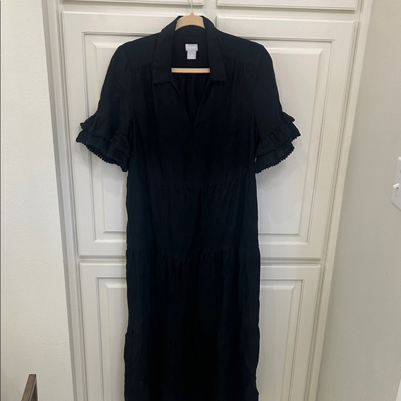 Chico's Elegant Black Maxi Dress with Ruffle Detail - Picture 1 of 1